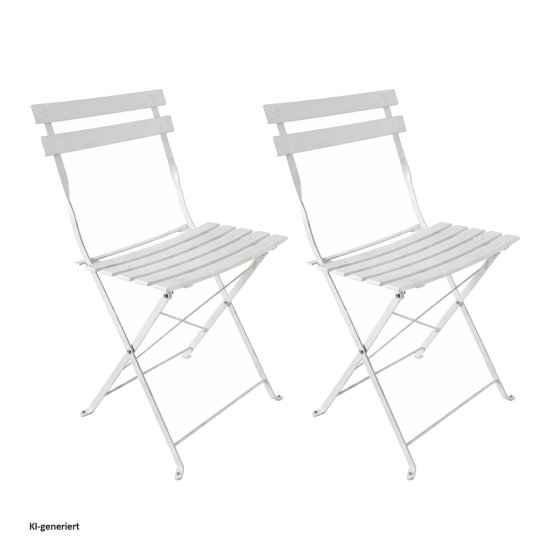 Bistro Sitzgruppe Metall creme klappbar Tisch mit 2 Stühlen Balkon Set 