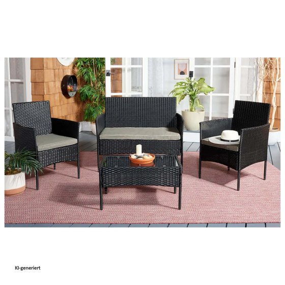 Outdoor Möbel Schwarz/Olivgrau 4-teiliges Set 