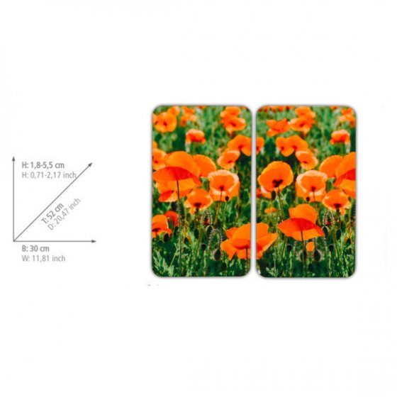 Herdabdeckplatte Universal Mod. Mohnfeld 2er Set, für alle Herdarten
