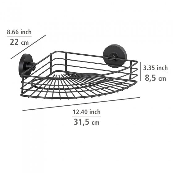 Vacuum-Loc® Eckablage Mod. Bari schwarz, Befestigen ohne bohren 