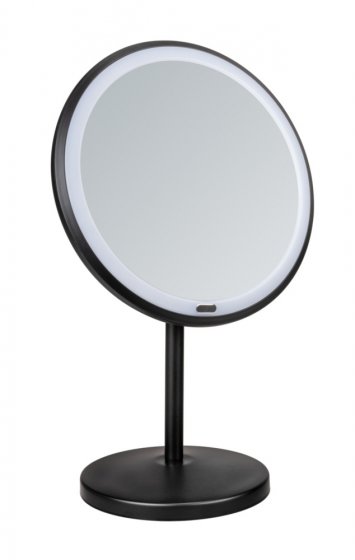 LED Stand-Kosmetikspiegel Mod. Onno Schwarz, mit Touch-Funktion 