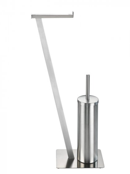 Stand WC-Garnitur Mod. Lirio Edelstahl matt, WC-Bürstenhalter mit Rollenhalter 