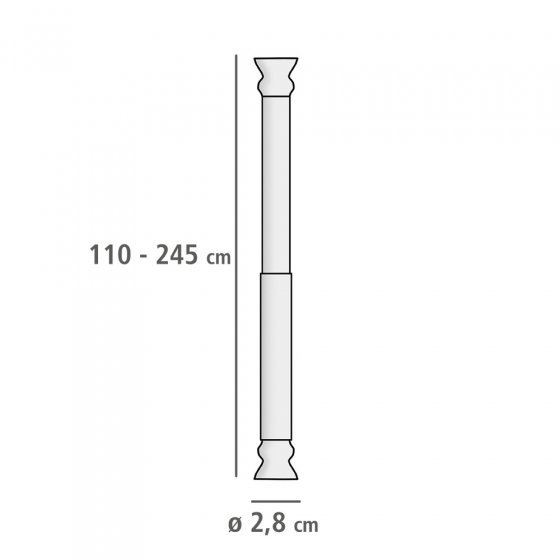Teleskop Duschstange extra stark Weiß 110 - 245 cm, extra stabil mit Ø 2,8 cm