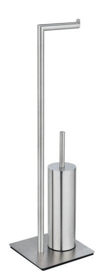 Stand WC-Garnitur Mod. Recco Edelstahl satiniert, WC-Bürste mit Silikon-Bürstenkopf 