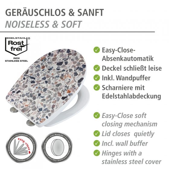 WC-Sitz Mod. Terrazzo High Gloss, aus bruchstabilem Thermoplast 