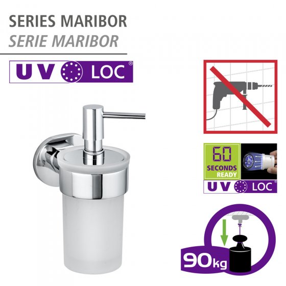 UV-Loc® Seifenspender Mod. Maribor, Befestigen ohne Bohren mit innovativem Klebesystem