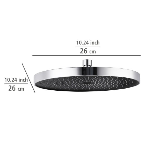 Duschkopf Mod. Softwater Chrom/Schwarz, Ø 26 cm 