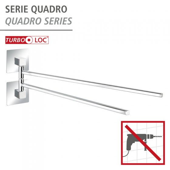 Turbo-Loc® Edelstahl Handtuchhalter 2 Arme Quadro, rostfrei 