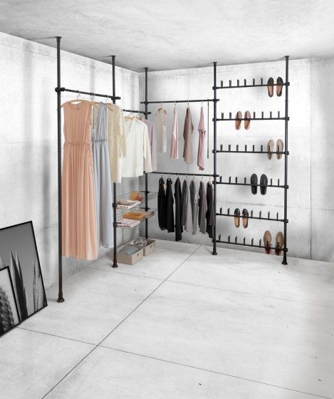 Teleskop-System Mod. Herkules Shoes Schwarz, ausziehregal für 48 Paar Schuhe 