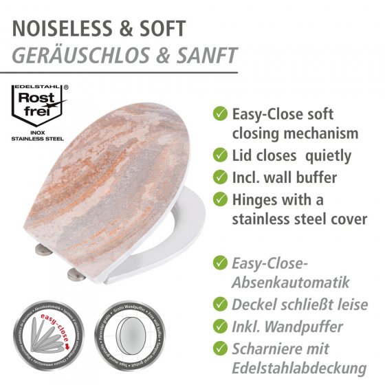 Premium WC-Sitz Mod. Canyon mit Relief, aus antibakteriellem Duroplast