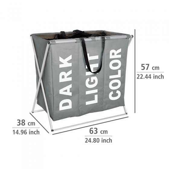 Wäschesammler Mod. Trio Grau, Wäschekorb, 130 l 
