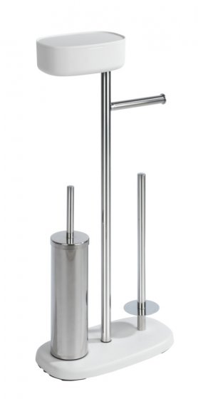 Stand WC-Garnitur mit Box Mod. Rivazza Weiß, integrierter Toilettenpapierhalter, Ersatzrollenhalter 