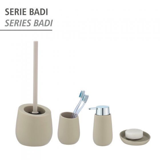WC-Garnitur Mod. Badi Beige Keramik, mit Silikon-Bürstenkopf 