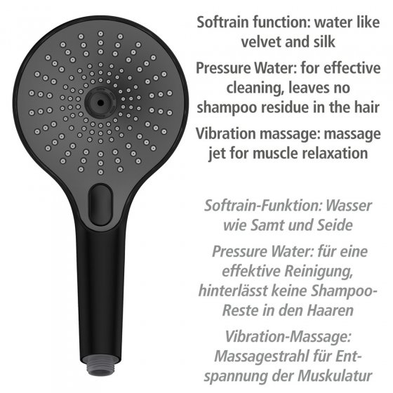 Duschkopf Mod. Ultimate Shower Schwarz/Grau, Ø 13 cm 