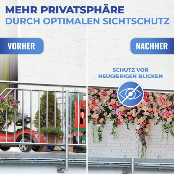 Balkon-Sichtschutz Rosen, 5 m, UV- und witterungsbeständig 