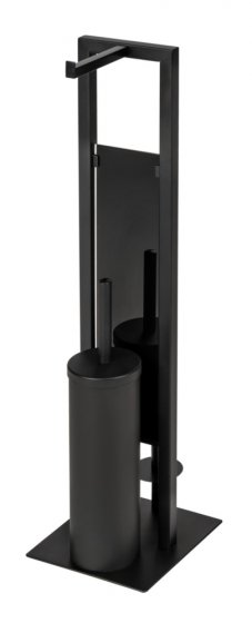 Geschlossene WC-Garnitur Mod. Rivalta Schwarz, mit Toilettenpapier- und Ersatzrollenhalter