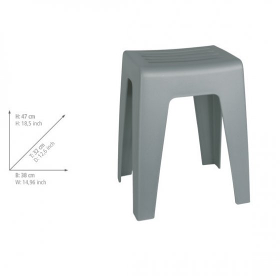 Badhocker Mod. Kumba Grau, stabile Qualität aus Kunststoff