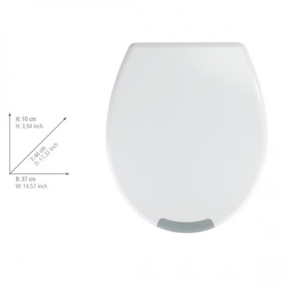 WC-Sitz Mod. Secura Comfort L, aus antibakteriellem Duroplast mit Sitzflächenerhöhung