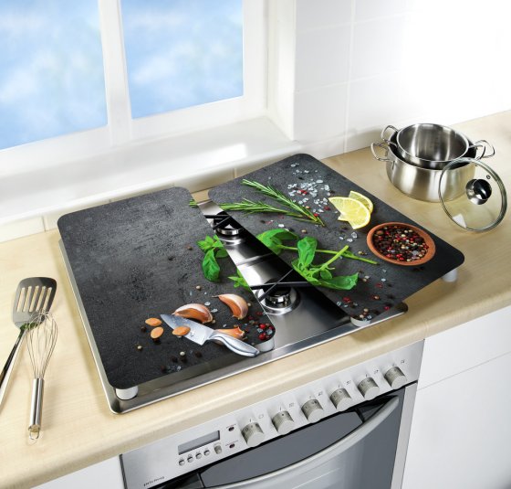 Herdabdeckplatten Universal Kräuter 2er Set, für alle Herdarten 