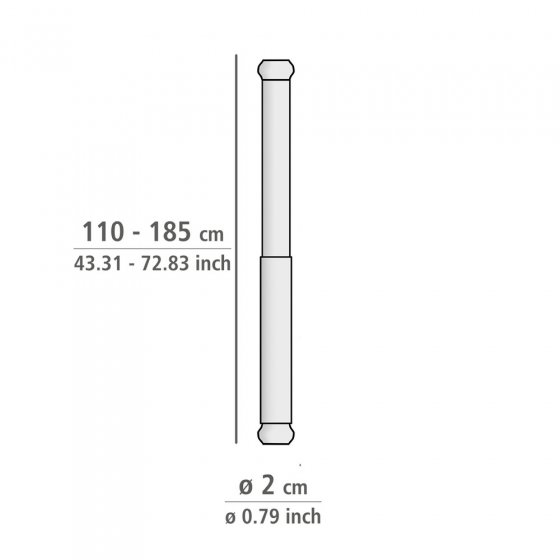 Teleskop-Duschstange Chrom 110 - 185 cm, aus rostfreiem Aluminium