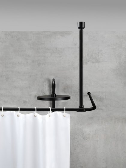 Deckenstütze für Duschstangen Schwarz, 57 cm, für Stangen mit Ø 2 / 2,5 cm