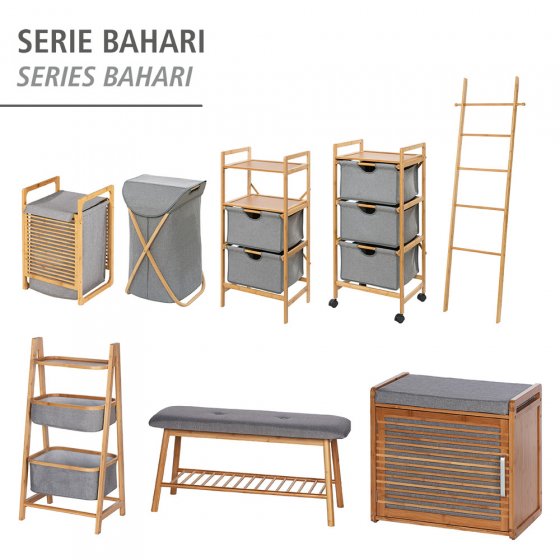 Schuhschrank aus Bambus mit Sitzpolster Mod. Bahari, aus Bambus