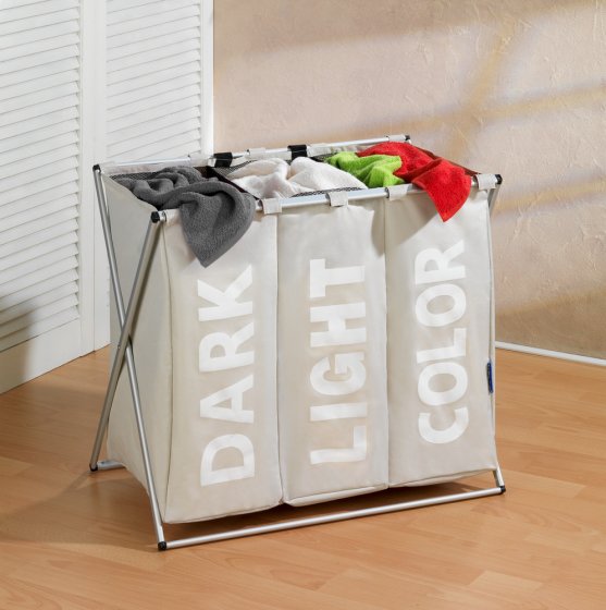 Wäschesammler Mod. Trio Beige, Wäschekorb, 130 l 