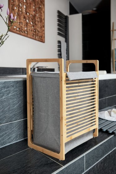 Wäschetruhe Mod. Bahari aus Bambus, Wäschekorb, 43 l