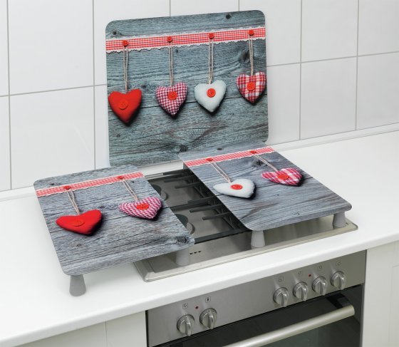 Multi-Platte Mod. Herzen, Spritzschutz, Herdblende, Schneidbrett