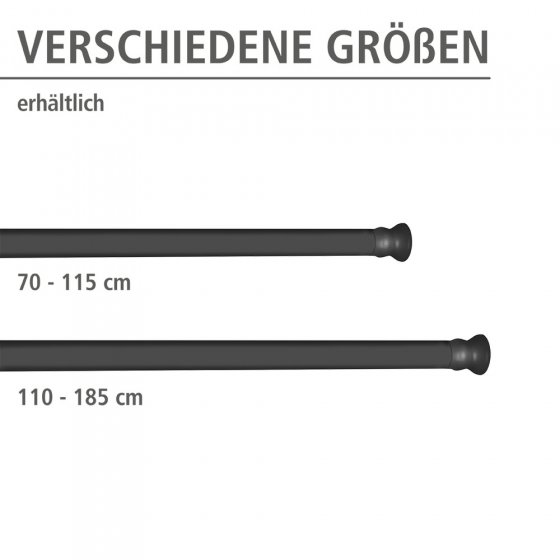 Teleskop-Duschstange Schwarz 110 - 185 cm, aus rostfreiem Aluminium