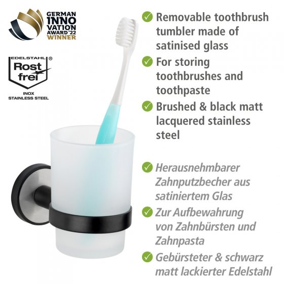 UV-Loc® Zahnputzbecherhalter Mod. Udine, Befestigen ohne Bohren mit innovativem Klebesystem