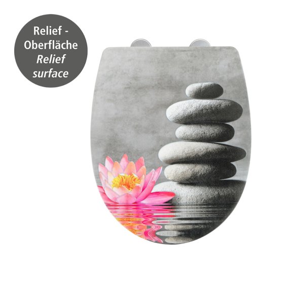 WC-Sitz Mod. Water Lily mit Relief, aus bruchstabilem Thermoplast 