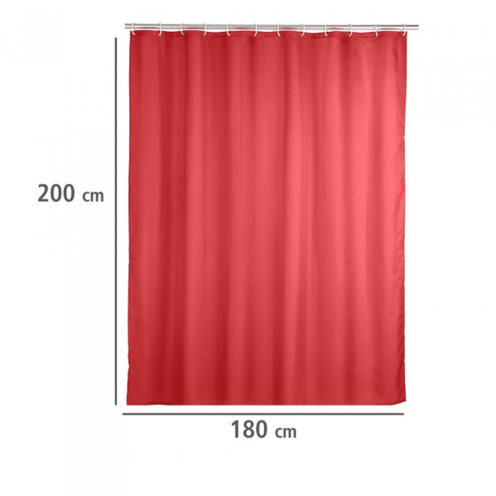 Anti-Schimmel Duschvorhang Uni Red, Textil (Polyester), 180 x 200 cm, waschbar