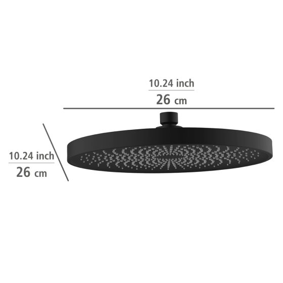 Duschkopf Mod. Softwater Schwarz matt, Ø 26 cm 