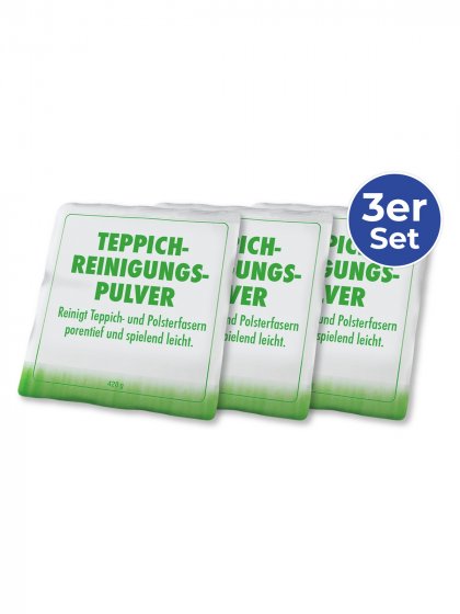 Teppich-Reinigungspulver 3er Set, staubarm und schnelltrocknend 