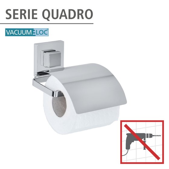 Vacuum-Loc® Edelstahl Toilettenpapierhalter Cover Mod. Quadro, Befestigen ohne bohren 