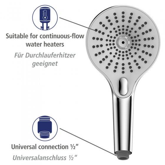 Duschkopf Mod. Ultimate Shower Chrom/Weiß, Ø 13 cm 
