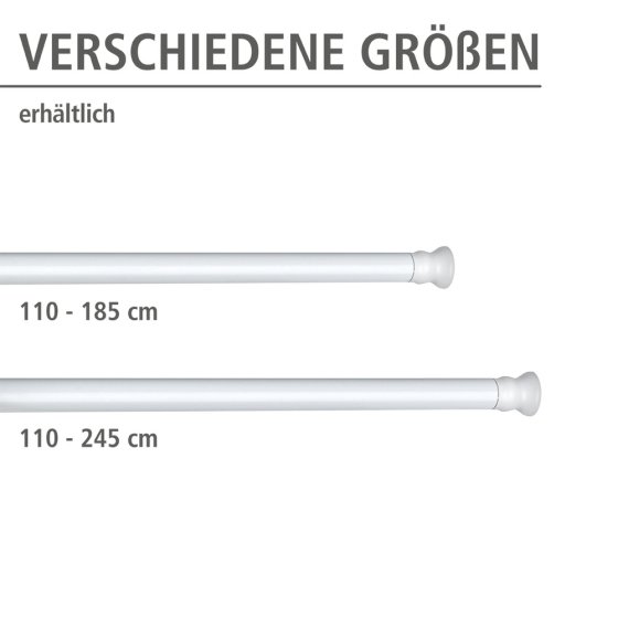 Teleskop Duschstange extra stark Weiß 110 - 185 cm, extra stabil mit Ø 2,8 cm 