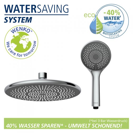 Duschsystem Watersaving Chrom, bis zu 40 % Wasserersparnis 