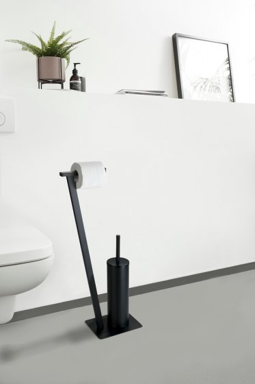 Stand WC-Garnitur Mod. Lirio Schwarz matt, mit viereckiger Bodenplatte