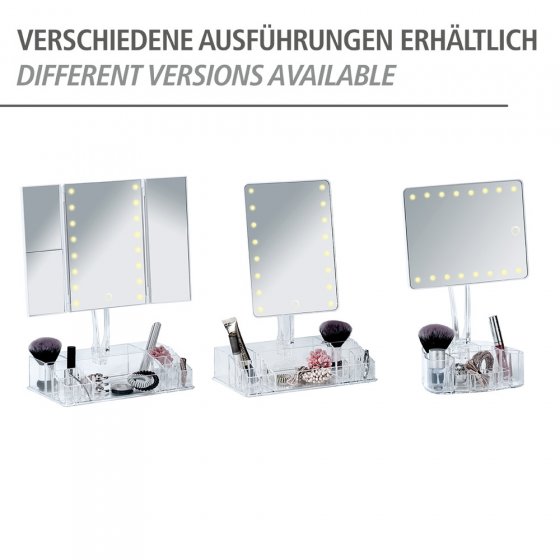 LED-Standspiegel mit Organizer Mod. Fanano, Leuchtspiegel mit 2-/3-fach Vergrößerung