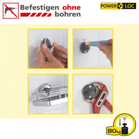 Power-Loc® LED Wandspiegel Aura, Befestigen ohne bohren 