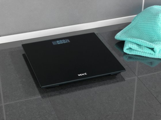 Personenwaage LCD Schwarz, digitale Körperwaage bis 150 kg