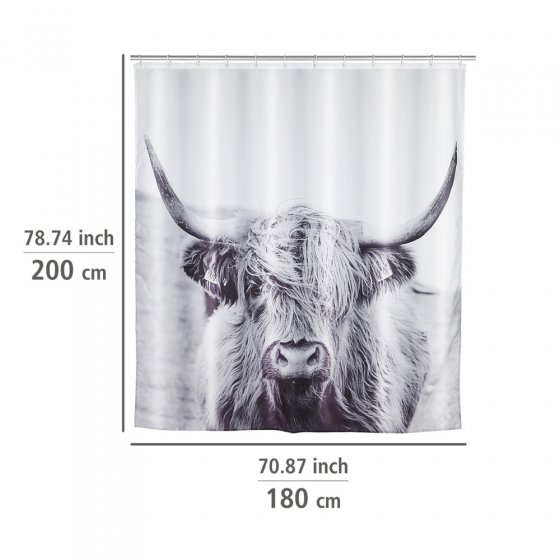 Duschvorhang Mod. Yak, Textil (Polyester), 180 x 200 cm, waschbar