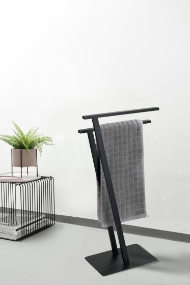 Handtuchständer Mod. Lirio Schwarz matt, mit 2 Handtuchstangen 