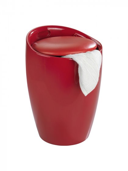 Hocker Mod. Candy Red, mit abnehmbarem Wäschesammler