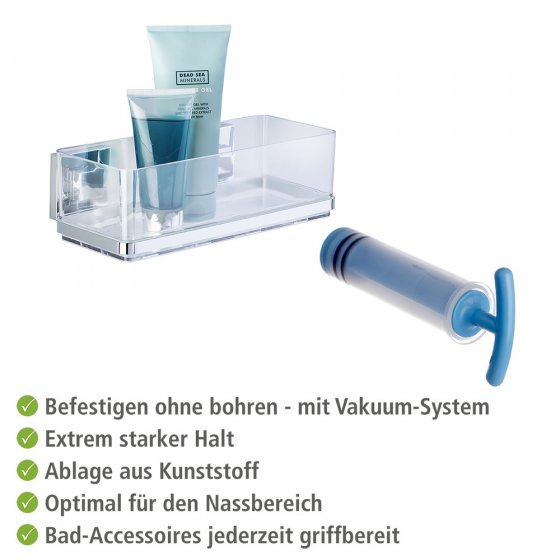 Vacuum-Loc® Wandablage Mod. Quadro Edelstahl, Befestigen ohne bohren 
