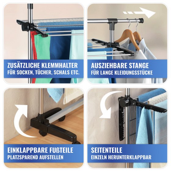 Platzspar-Wäschetrockner, aus rostfreiem Edelstahl