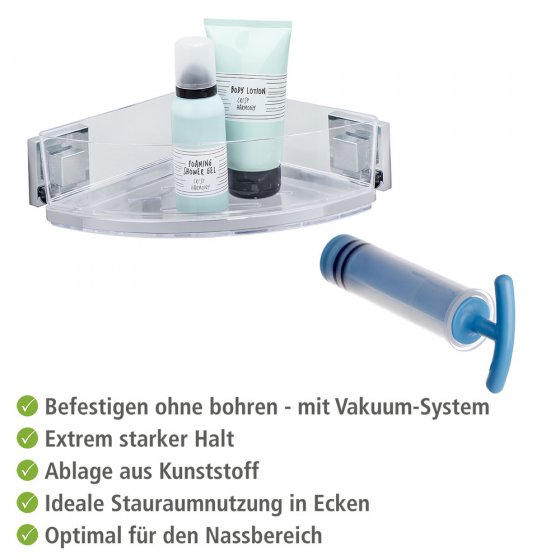 Vacuum-Loc® Eckablage Mod. Quadro Edelstahl, Befestigen ohne bohren