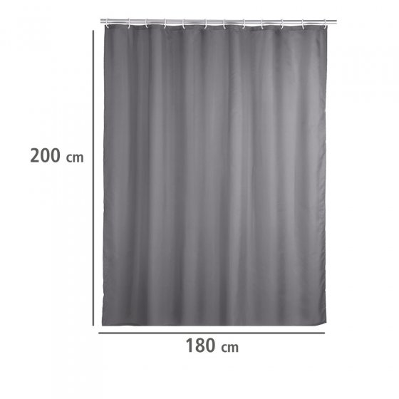 Anti-Schimmel Duschvorhang Uni Grey, Textil (Polyester), 180 x 200 cm, waschbar